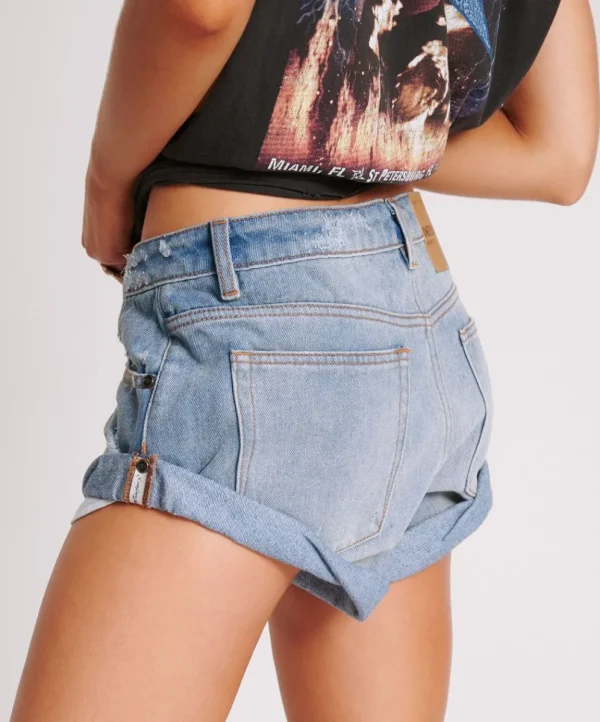 ONE TEASPOON Blue Malt Bandits Low Waist Denim Shorts | Women Denim Shorts