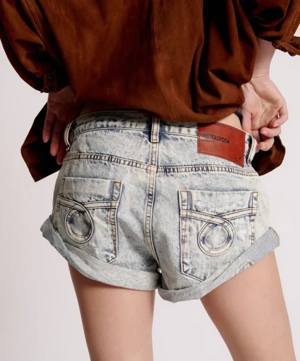 ONE TEASPOON Blue Malt Le Loop Bandits Low Waist Denim Shorts | Women Denim Shorts