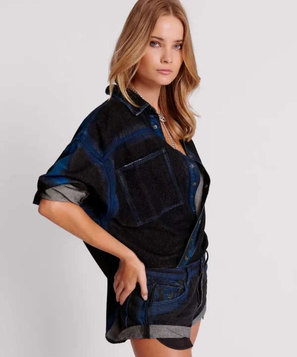 ONE TEASPOON Blue Punk Daria Denim Shirt | Women Shirts