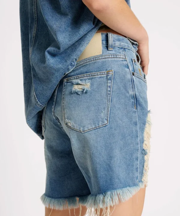 ONE TEASPOON Blue Rapture Stevies High Waist Long Length Boyfriend Denim Shorts | Women Denim Shorts