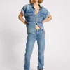 ONE TEASPOON Blue Rapture Truckers Low Waist Straight Leg Denim Jeans | Women Denim Jeans