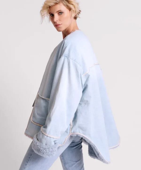 ONE TEASPOON Blue Space Teddy Throwover Denim Jacket | Women Jackets