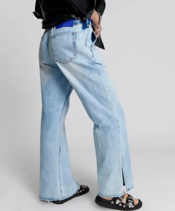 ONE TEASPOON Blue Tornado Roadhouse Wide Leg Drawstring Jeans | Women Denim Jeans