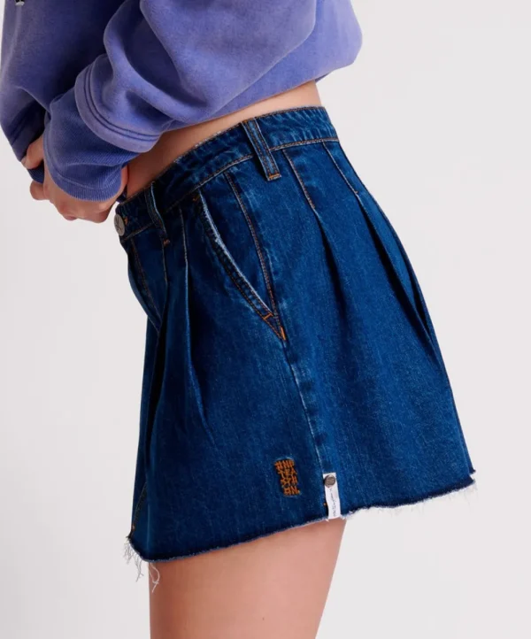 ONE TEASPOON Bluemoon Pleated Micro Mini Denim Skirt | Women Denim Skirts