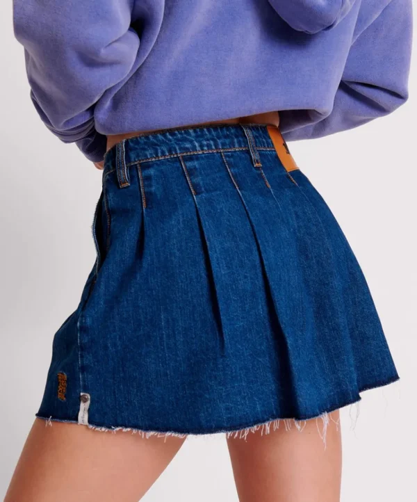 ONE TEASPOON Bluemoon Pleated Micro Mini Denim Skirt | Women Denim Skirts