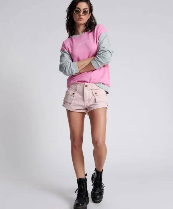 ONE TEASPOON Blush Cadet Bandits Low Waist Shorts | Women Denim Shorts