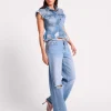 ONE TEASPOON Bolt Blue Lowriders Low Waist Wide Leg Jeans | Women Denim Jeans