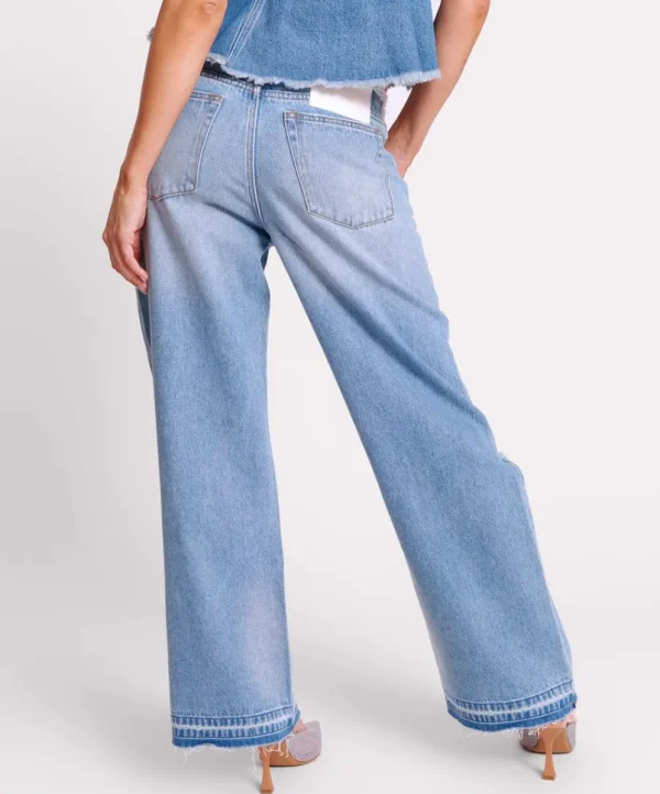 ONE TEASPOON Bolt Blue Lowriders Low Waist Wide Leg Jeans | Women Denim Jeans