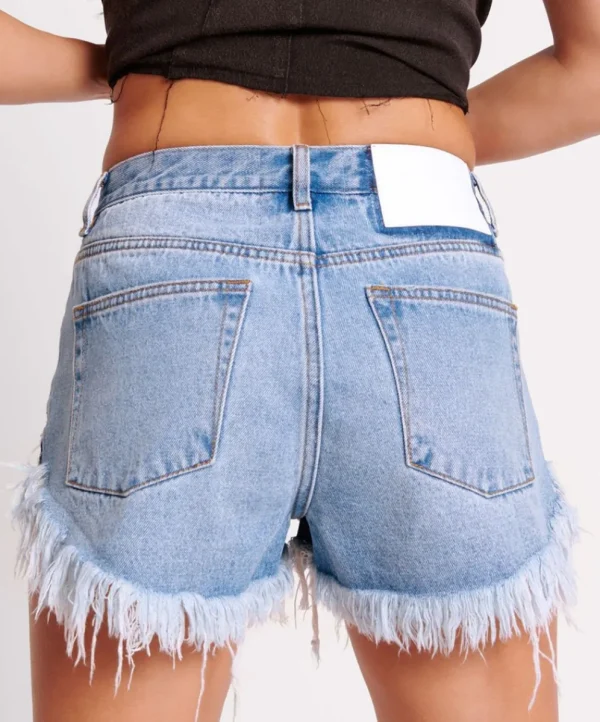 ONE TEASPOON Bolt Blue Outlaws Mid Waist Denim Shorts | Women Denim Shorts