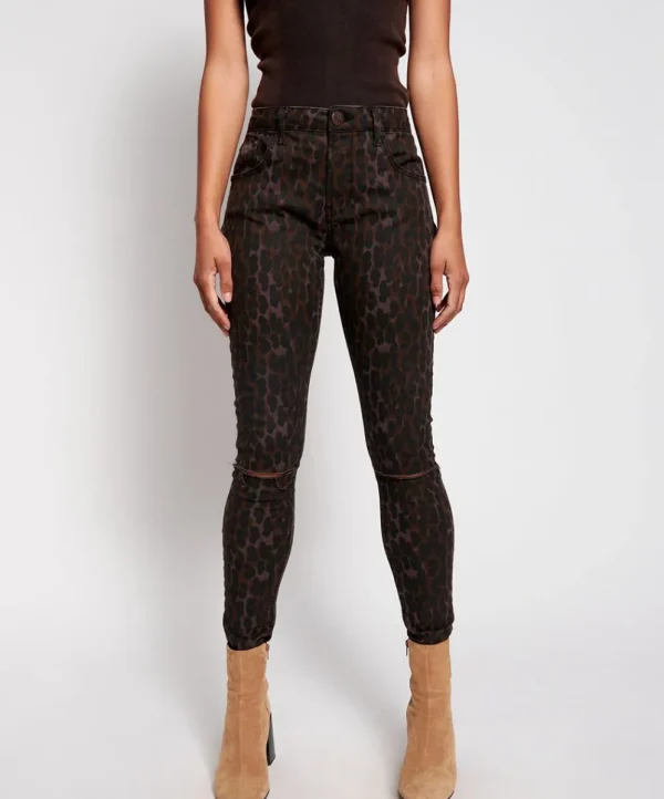 ONE TEASPOON Bronze Leopard Freebirds Ii High Waist Skinny Jeans | Women Denim Jeans