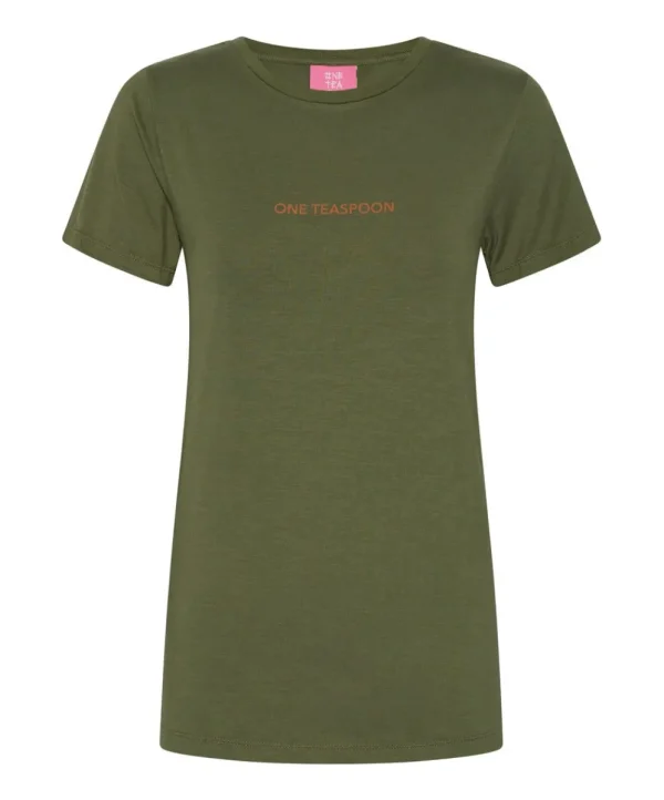 ONE TEASPOON Burnt Olive Logo Fitted Tee | Women Graphic Tees