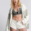 ONE TEASPOON Chaos Walking Fringed Leather Bandit Shorts | Women Bottoms