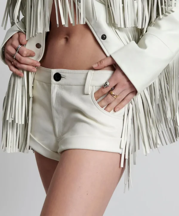 ONE TEASPOON Chaos Walking Fringed Leather Bandit Shorts | Women Bottoms