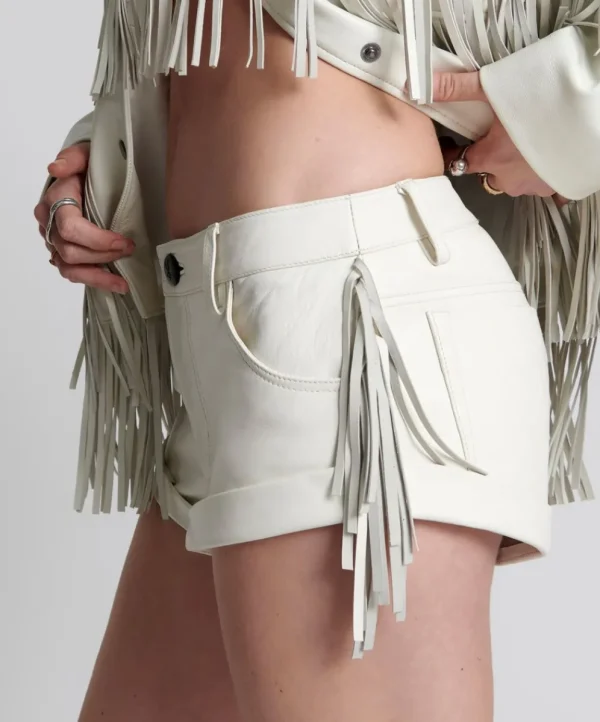 ONE TEASPOON Chaos Walking Fringed Leather Bandit Shorts | Women Bottoms