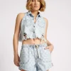 ONE TEASPOON Checkmate Shabby Bandit Drawstring Boyfriend Shorts | Women Denim Shorts