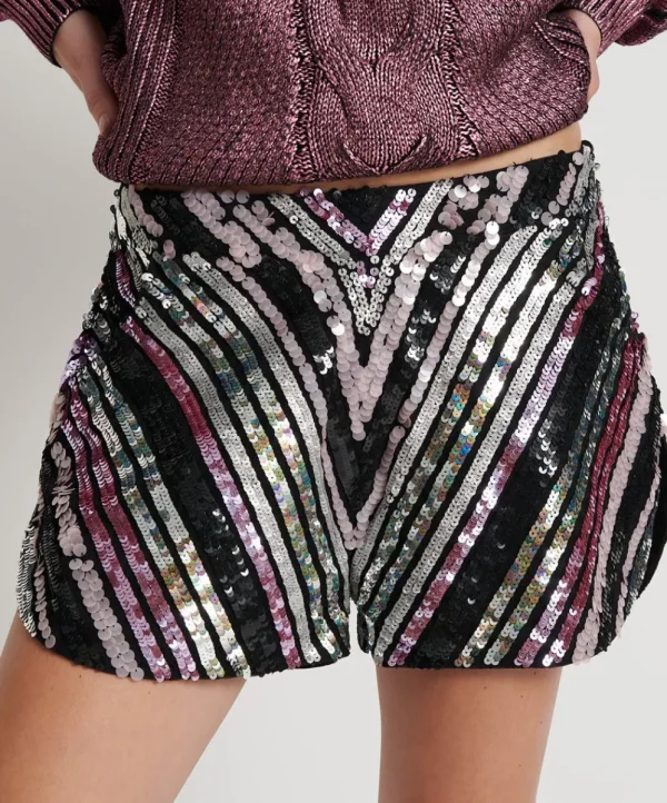 ONE TEASPOON Chevron Hand Sequin Party Shorts | Women Bottoms