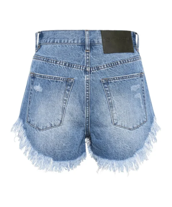 ONE TEASPOON Ciao Blue Outlaws Mid Length Denim Shorts | Women Denim Shorts