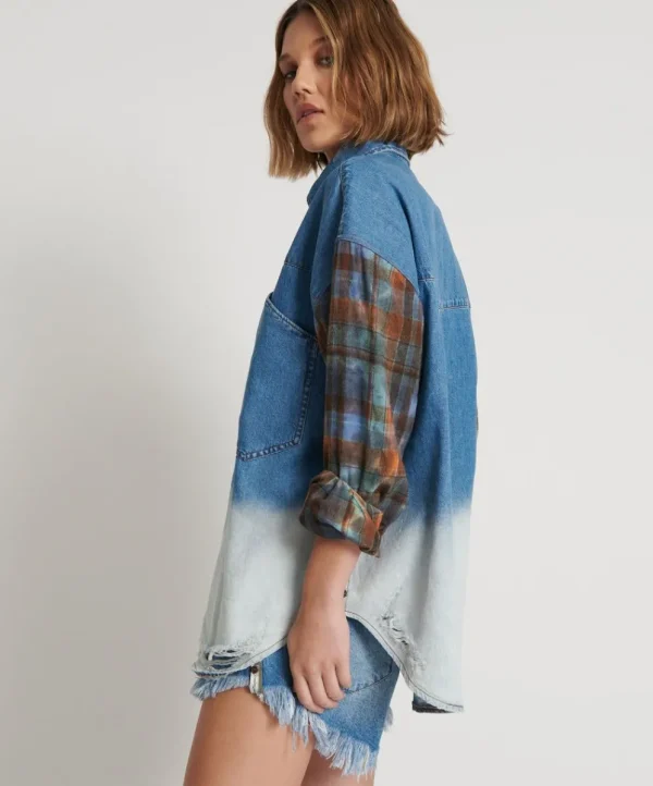 ONE TEASPOON Ciao Blue Revolver Denim Flannel Shirt | Women Shirts