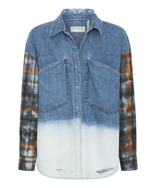 ONE TEASPOON Ciao Blue Revolver Denim Flannel Shirt | Women Shirts