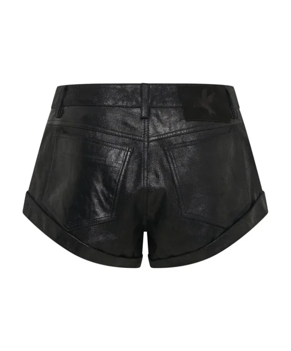 ONE TEASPOON Coated Black Leather Bandits Shorts | Women Bottoms