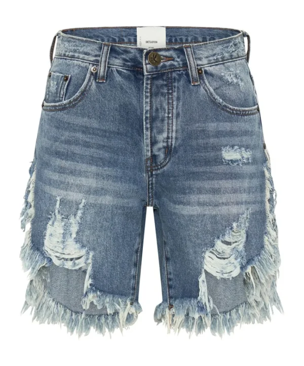 ONE TEASPOON Cobaine Frankies High Waist Long Length Denim Shorts | Women Denim Shorts