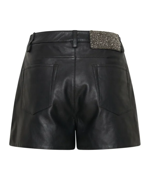 ONE TEASPOON Crushed Crystal Leather Le Wolves Shorts | Women Bottoms