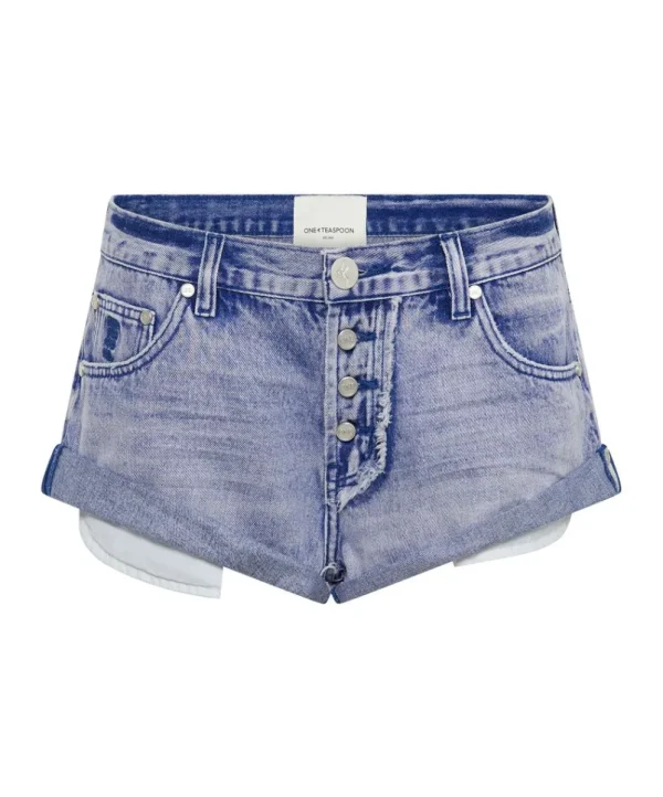 ONE TEASPOON Cupid Blue Bandits Low Waist Denim Shorts | Women Denim Shorts