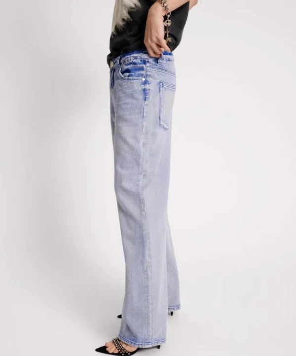 ONE TEASPOON Cupid Blue Low Riders Low Waist Wide Leg Jeans | Women Denim Jeans