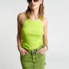 ONE TEASPOON Cyber Lime 2020 Mini High Waist Denim Skirt | Women Denim Skirts