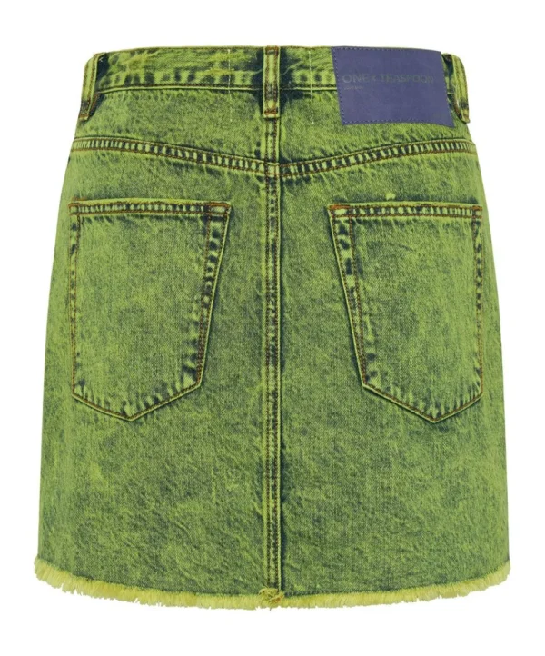 ONE TEASPOON Cyber Lime 2020 Mini High Waist Denim Skirt | Women Denim Skirts