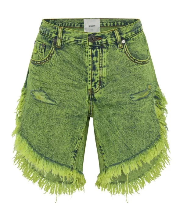 ONE TEASPOON Cyber Lime Frankies Long Length Boyfriend Shorts | Women Denim Shorts