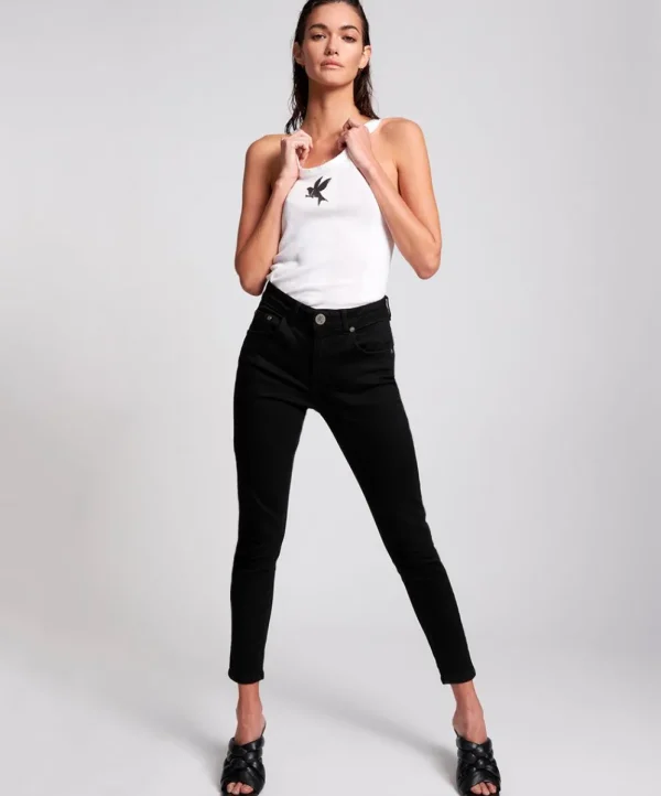 ONE TEASPOON Deep Black Freebirds Ii High Waist Skinny Jeans | Women Denim Jeans