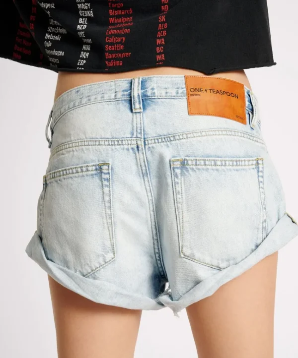 ONE TEASPOON Depeche Blue Bandits Low Waist Denim Shorts | Women Denim Shorts