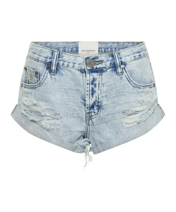 ONE TEASPOON Depeche Blue Bandits Low Waist Denim Shorts | Women Denim Shorts