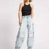 ONE TEASPOON Depeche Blue High Waist Epic Cargo Jeans | Women Denim Jeans