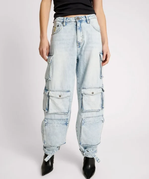 ONE TEASPOON Depeche Blue High Waist Epic Cargo Jeans | Women Denim Jeans