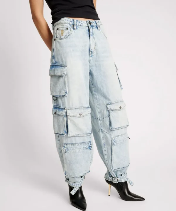 ONE TEASPOON Depeche Blue High Waist Epic Cargo Jeans | Women Denim Jeans