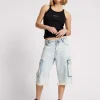 ONE TEASPOON Depeche Blue Skater Girl Wide Leg Shorts | Women Denim Shorts