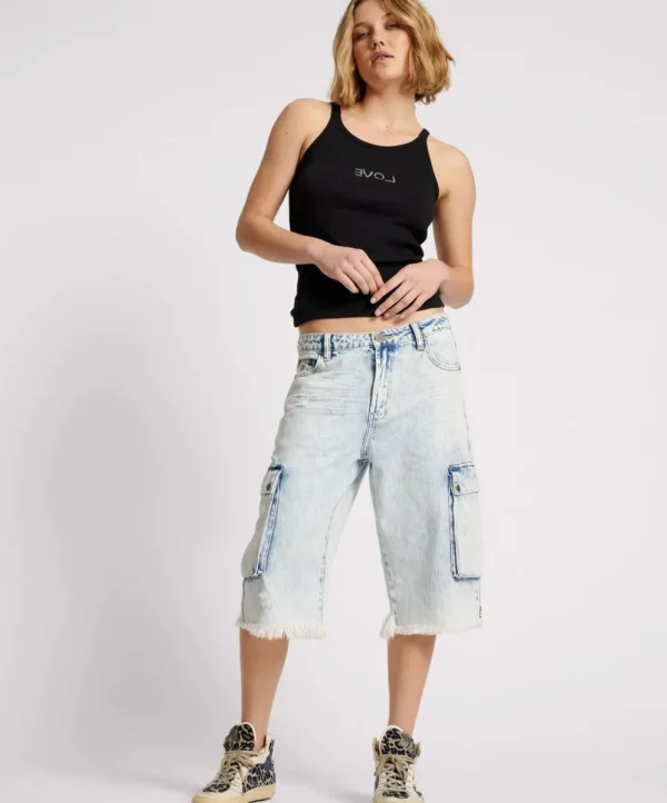 ONE TEASPOON Depeche Blue Skater Girl Wide Leg Shorts | Women Denim Shorts