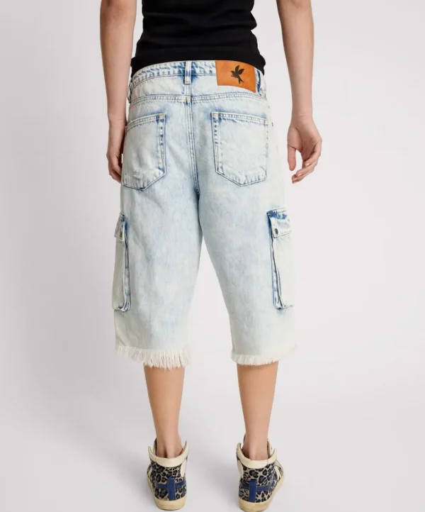 ONE TEASPOON Depeche Blue Skater Girl Wide Leg Shorts | Women Denim Shorts