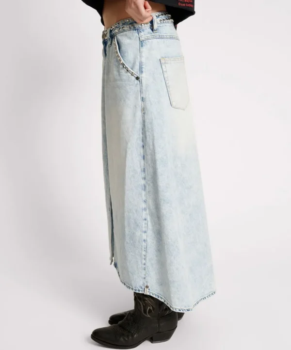 ONE TEASPOON Depeche Blue Studded Mrs Carter Long Length Denim | Women Denim Skirts