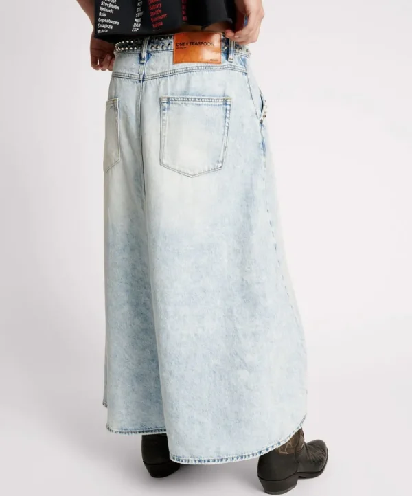 ONE TEASPOON Depeche Blue Studded Mrs Carter Long Length Denim | Women Denim Skirts