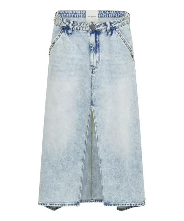 ONE TEASPOON Depeche Blue Studded Mrs Carter Long Length Denim | Women Denim Skirts