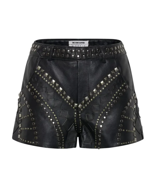 ONE TEASPOON Diamond Reflections Leather Shorts | Women Bottoms