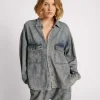 ONE TEASPOON Dirty Blue Oversized Denim Western Shirt | Women Shirts