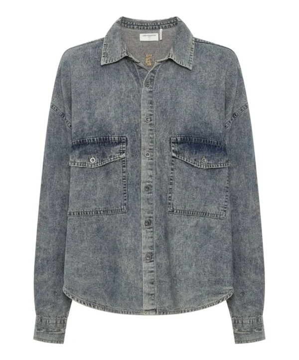 ONE TEASPOON Dirty Blue Oversized Denim Western Shirt | Women Shirts