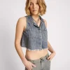 ONE TEASPOON Dirty Blue Studded Braxton Top | Women Denim Tops