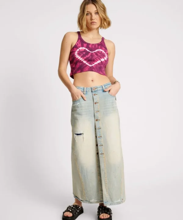 ONE TEASPOON Dirty Kansas Patsy Longline Denim Skirt | Women Denim Skirts