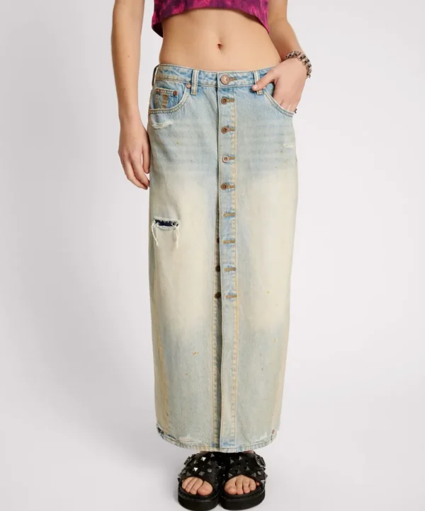 ONE TEASPOON Dirty Kansas Patsy Longline Denim Skirt | Women Denim Skirts