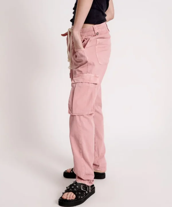 ONE TEASPOON Dirty Pink Cargo Safari Mid Waist Relaxed Pant | Women Denim Jeans